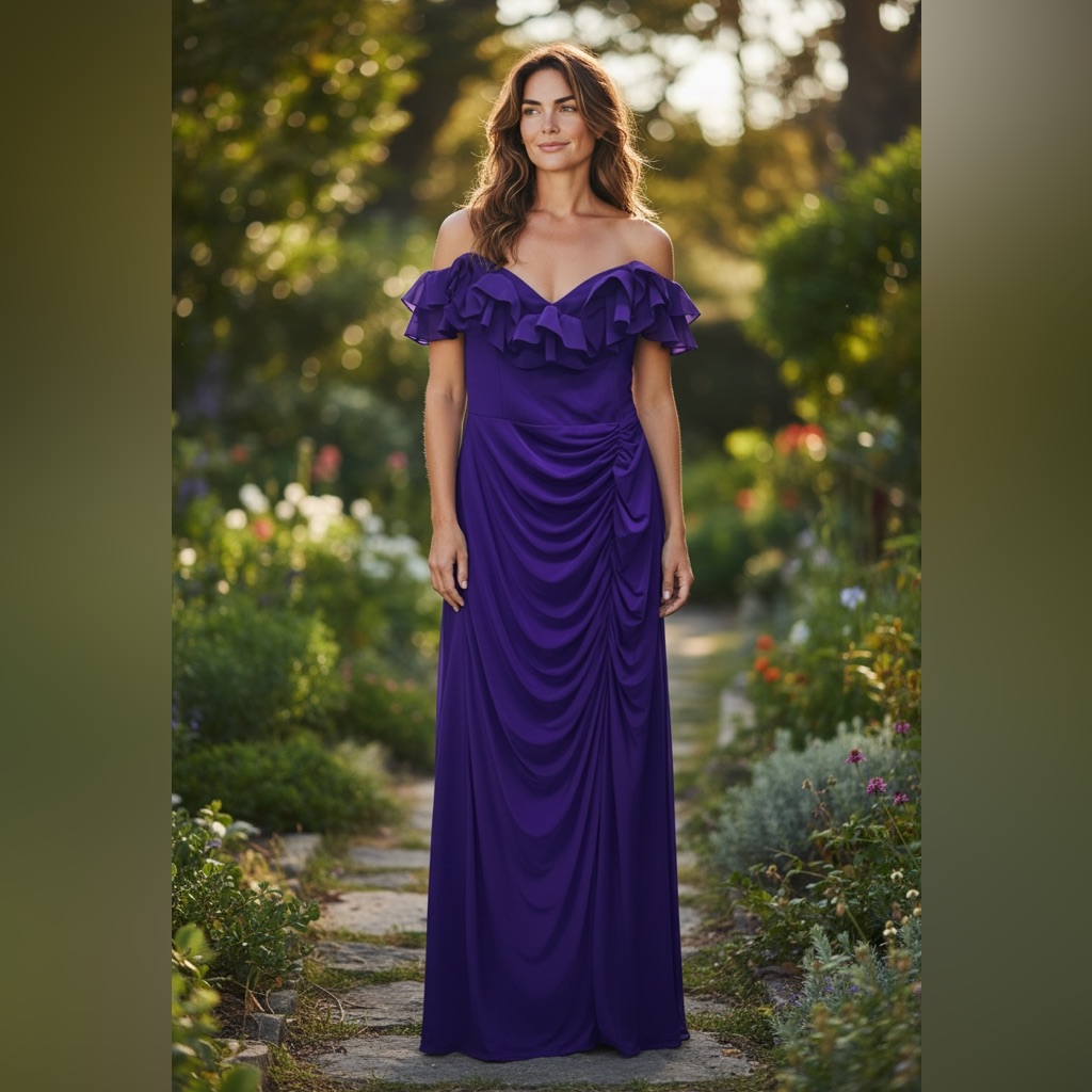 Xscape Strapless Purple Ruffle Dress